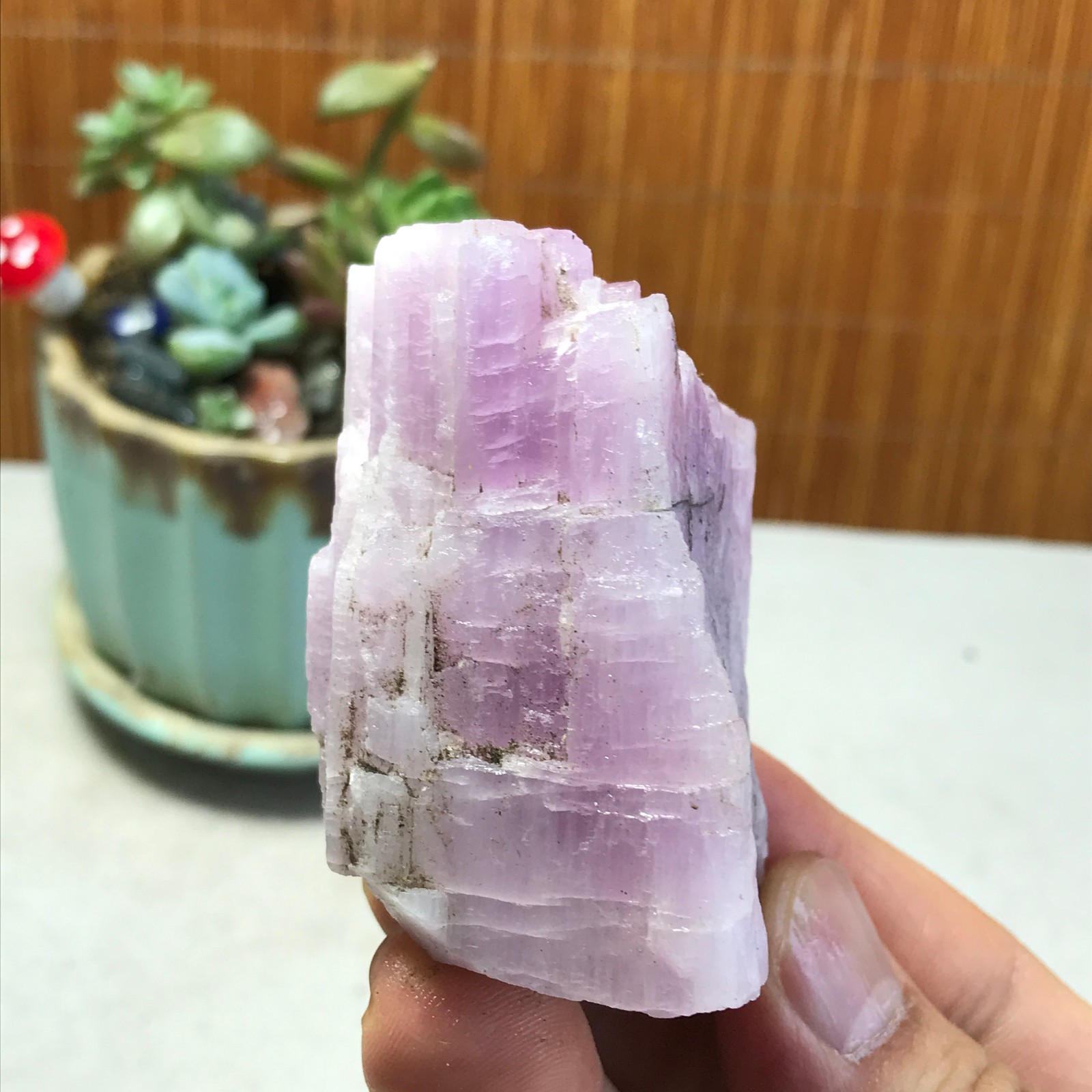 63-32-47mm NATURAL ROUGH KUNZITE PINK SPODUMENE CRYSTALS 135g A5349