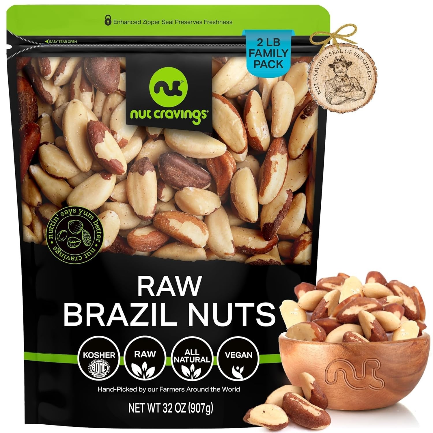 Raw Brazil Nuts – 32oz Resealable, Unsalted Nut Treat for Healthy Living