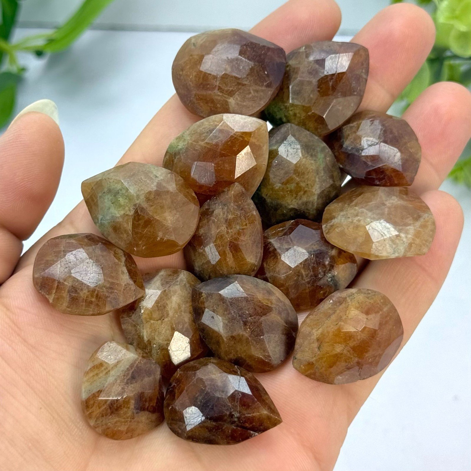 Faceted Spessartine Garnet Tear Drop Crystals for Jewelry Making, 14 Piece