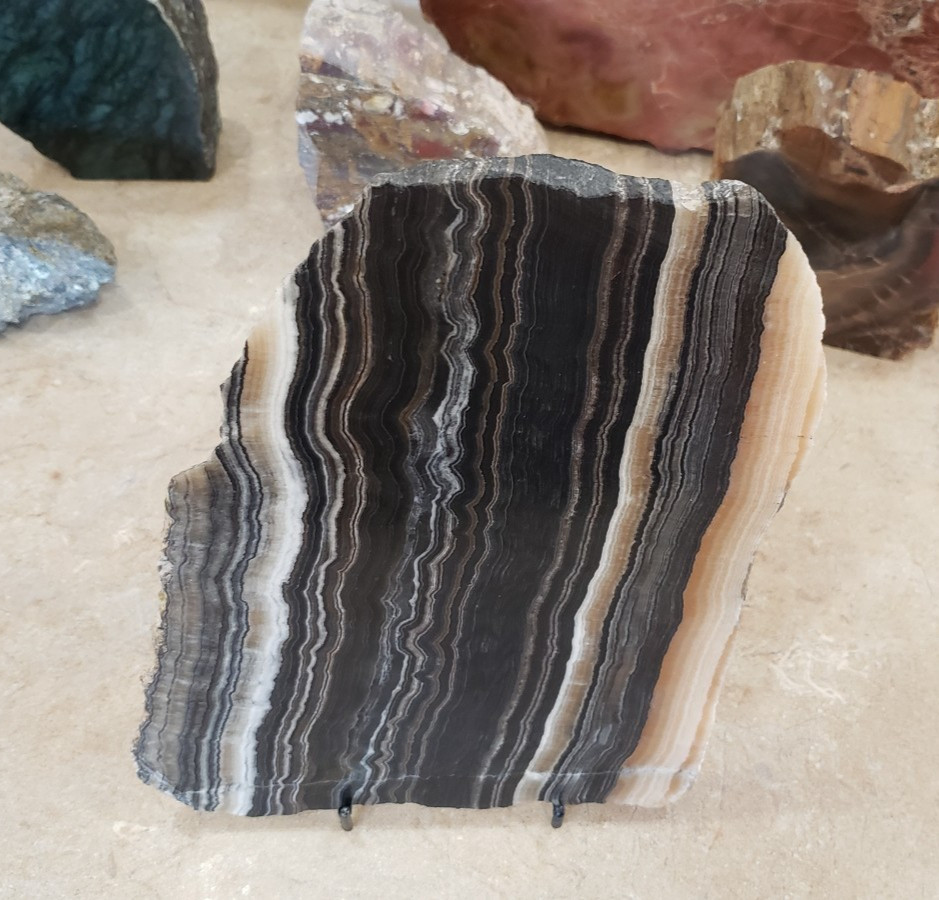 645g Black and White Onyx Slab Arizona CL26