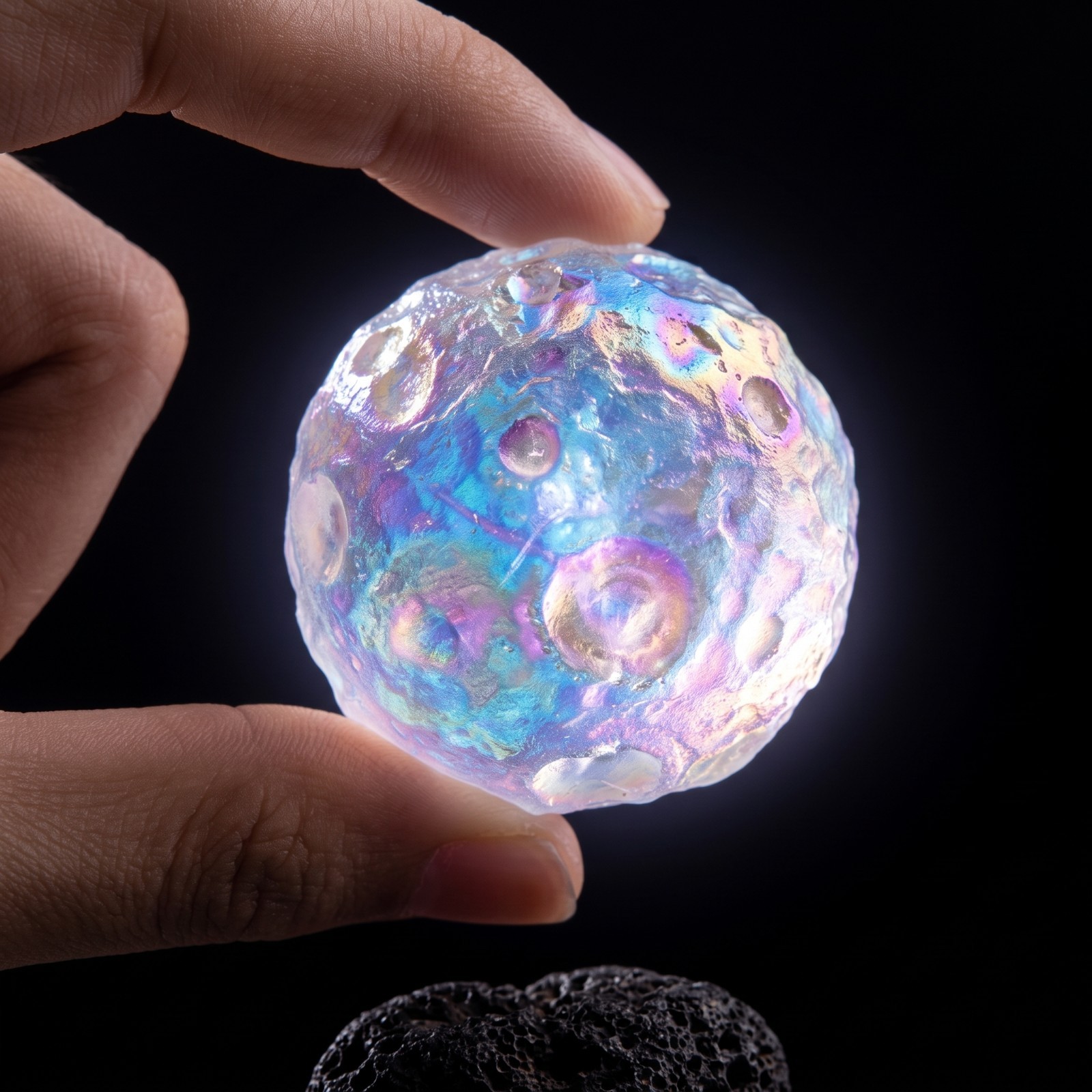 4-5cm Angel Aura Quartz Moon Sphere Pocket Stone Boho Healing Crystal Decor