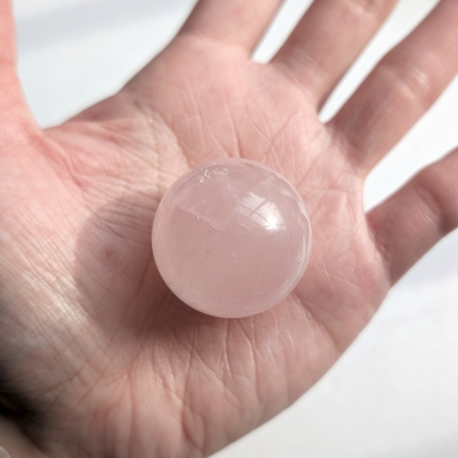 31mm sparkly milky pink star rose quartz sphere, asterism rq, pastel crystal