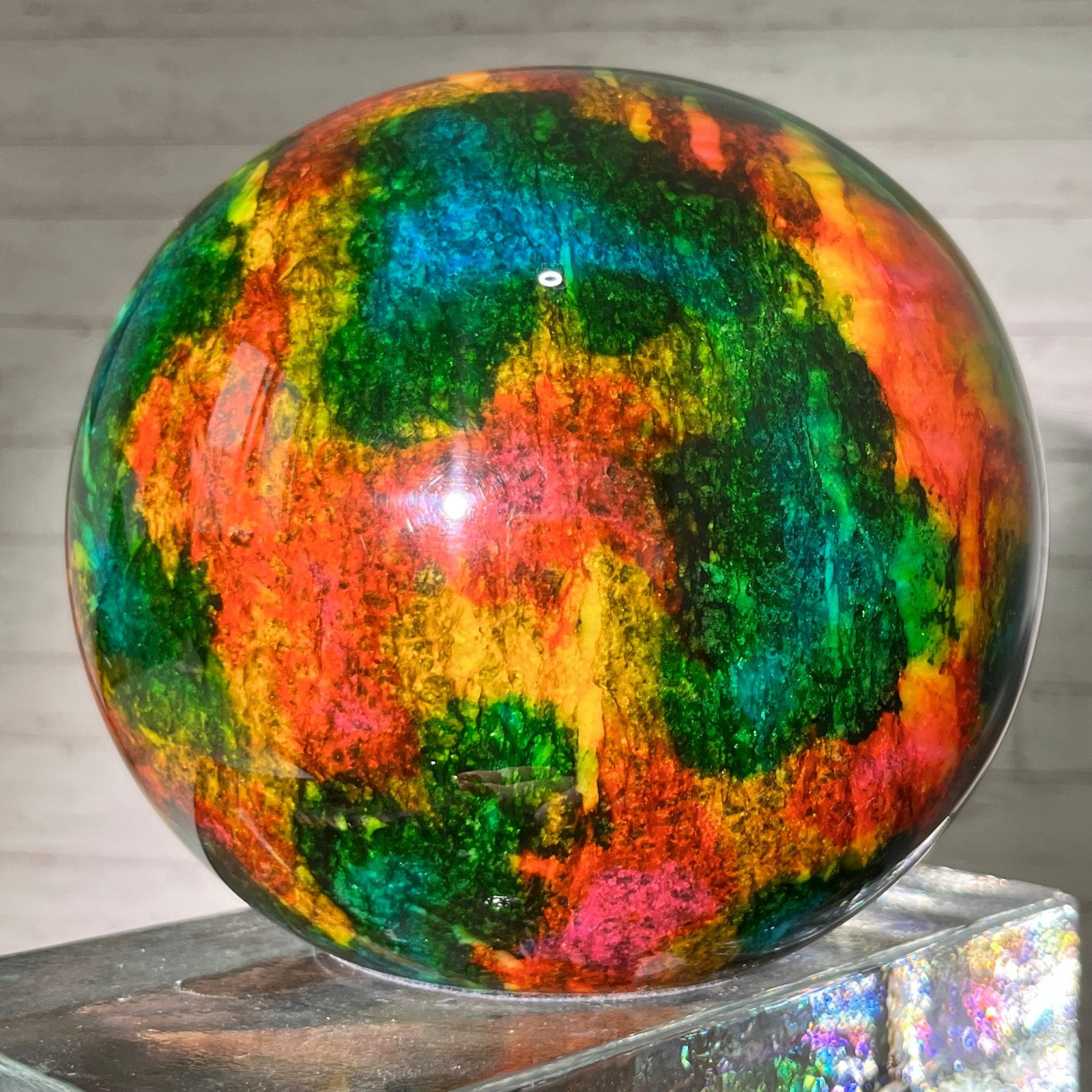 11.22 lb Natural Seven Color Jade Sphere – Taiwan Serpentine Crystal Ball 5.7in