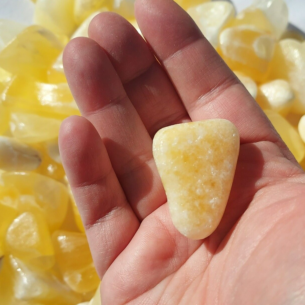 Utah Honeycomb Calcite Tumbled Stones – Yellow Tumbled Gemstones Bulk