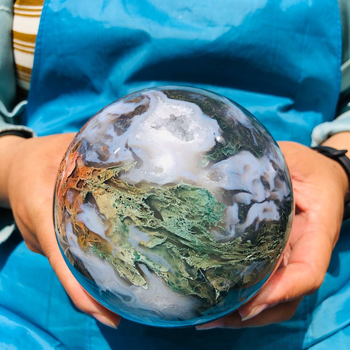 2 pieces 3730g Natural aquatic Agate Ball Quartz Crystal Sphere Healing 2082