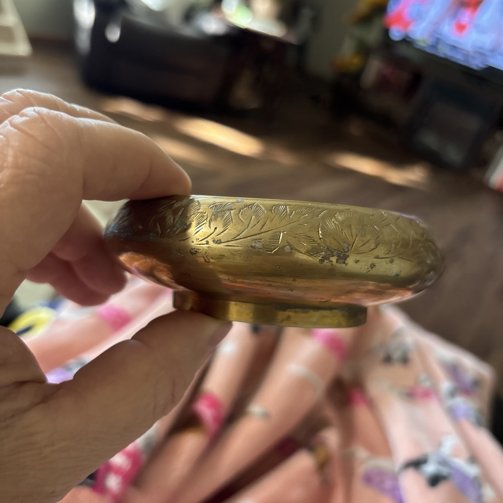 VINTAGE Brass Bowl From India W/stone Egg SEE PHOTOS