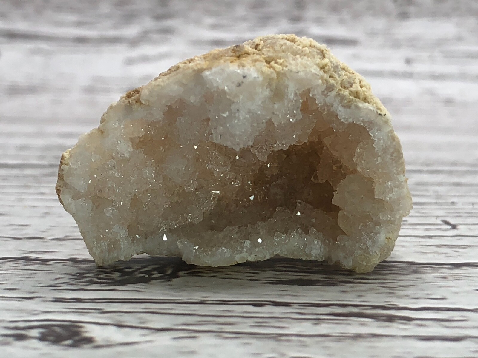 Shimmering Sparkly Quartz Crystal Tan Geode 4.5″ Circumference Matching Set #6