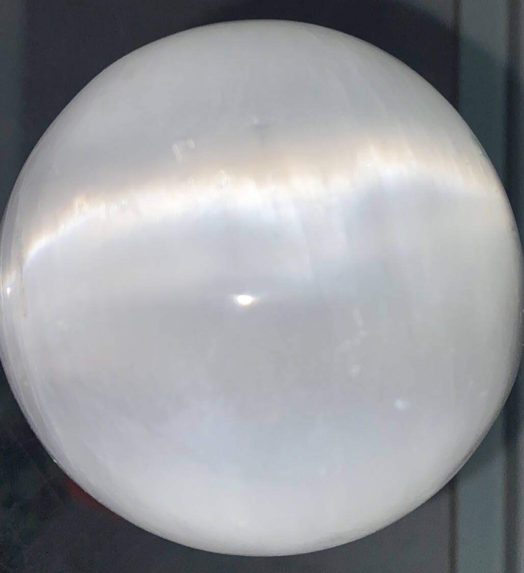 3 inch selenite sphere with selenite stand