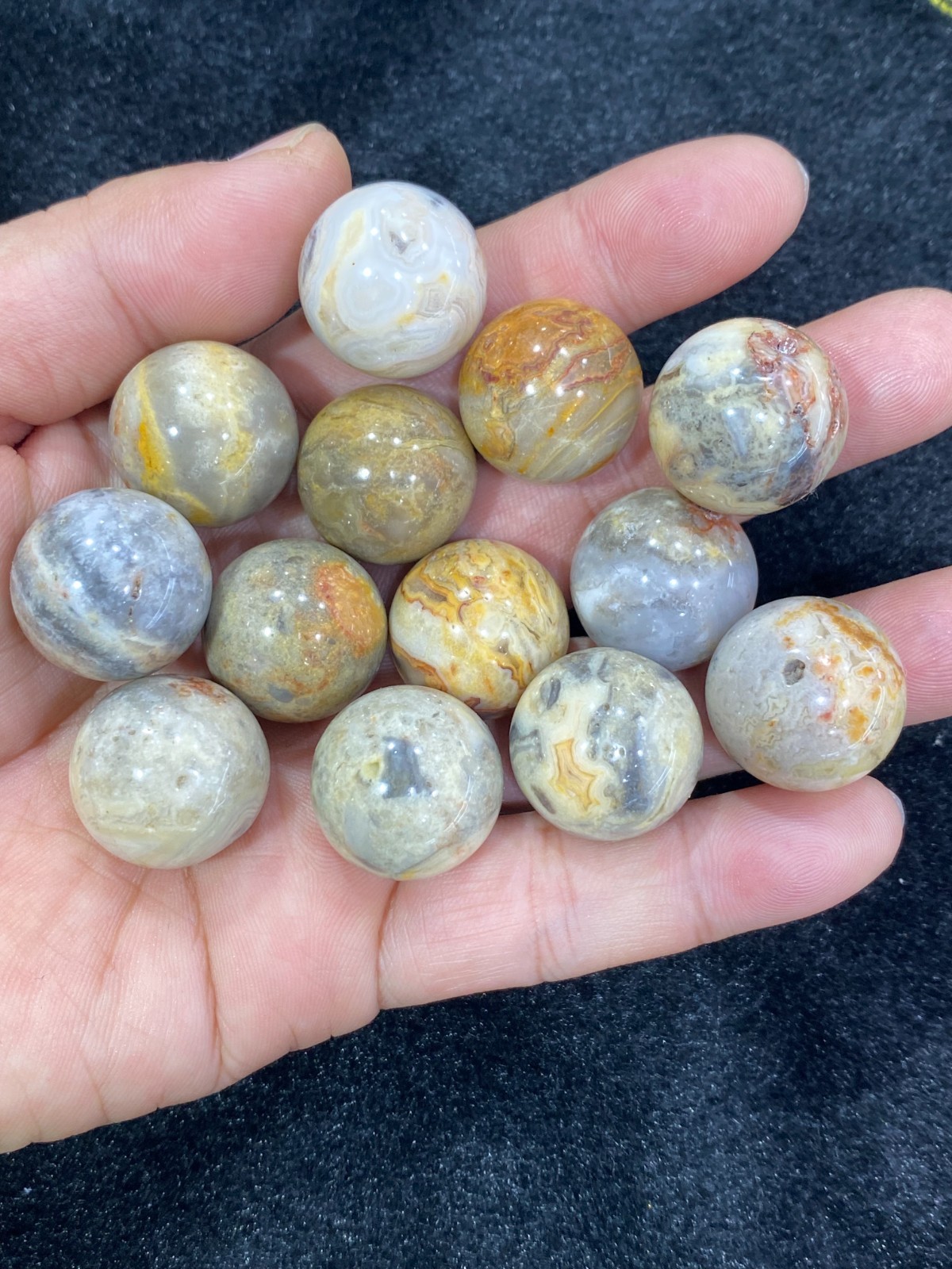5pcs Natural Crazy Agate Sphere Quartz Crystal Carved reiki ball healing 20mm