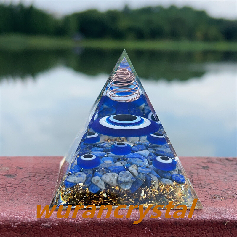 1pc natural Lapis lazuli quartz crystal pyramid resin point energy Reiki healing