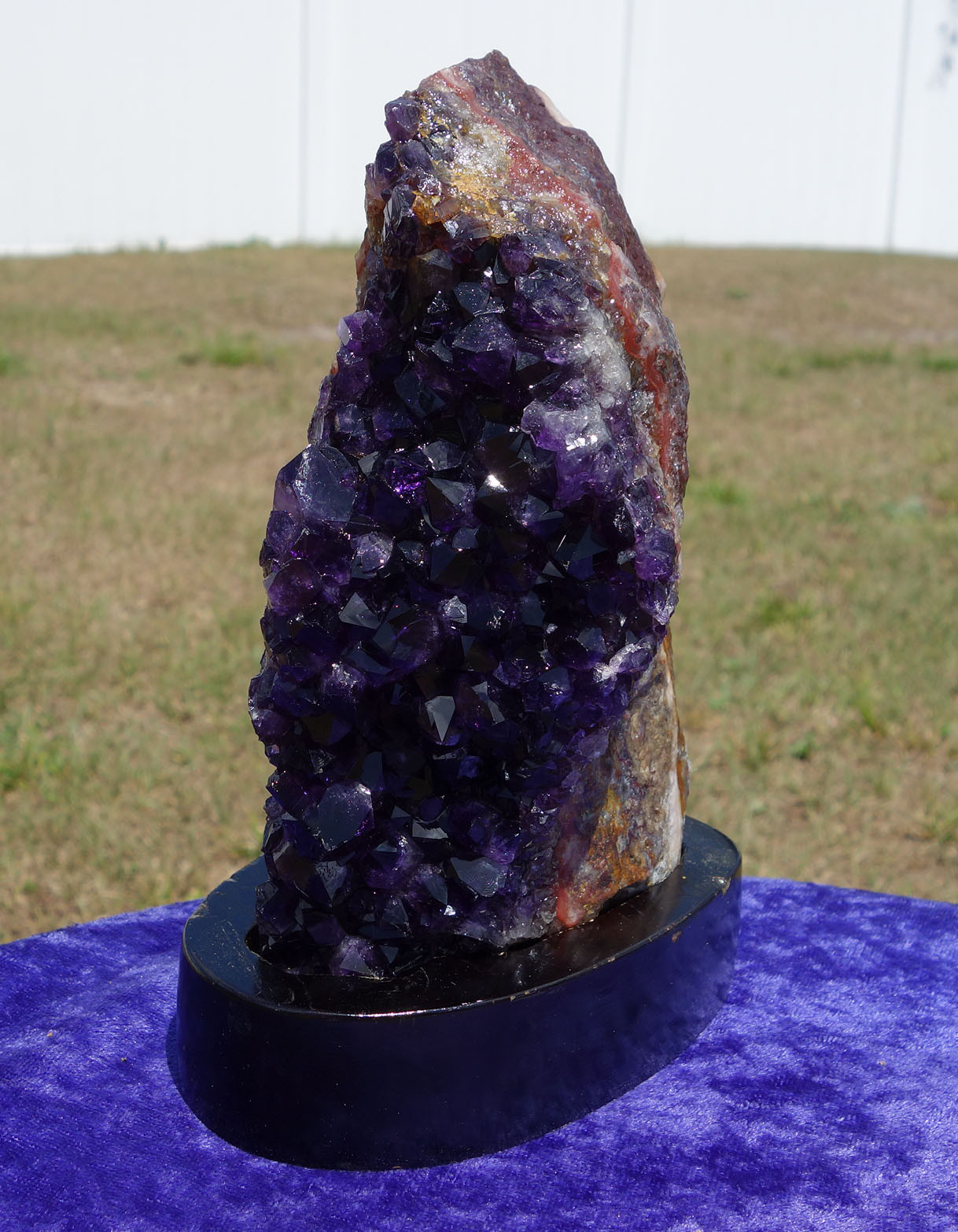 Rich Rare BLACK GRAPE AMETHYST Quartz URUGUAY Crystal Points w Wood Base
