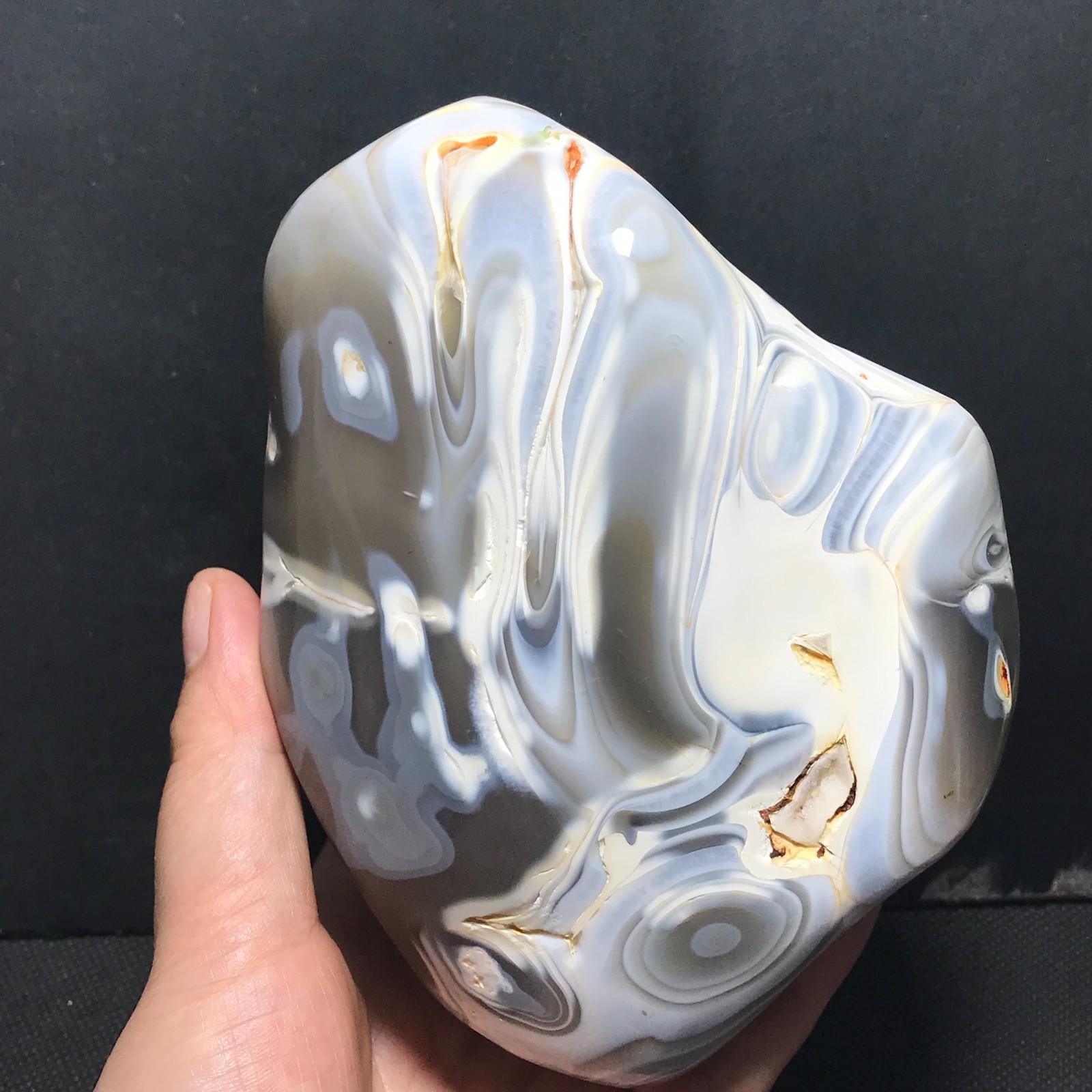 1116g Natural Botswana Agate Black White Scenic Pattern Display Specimen 03