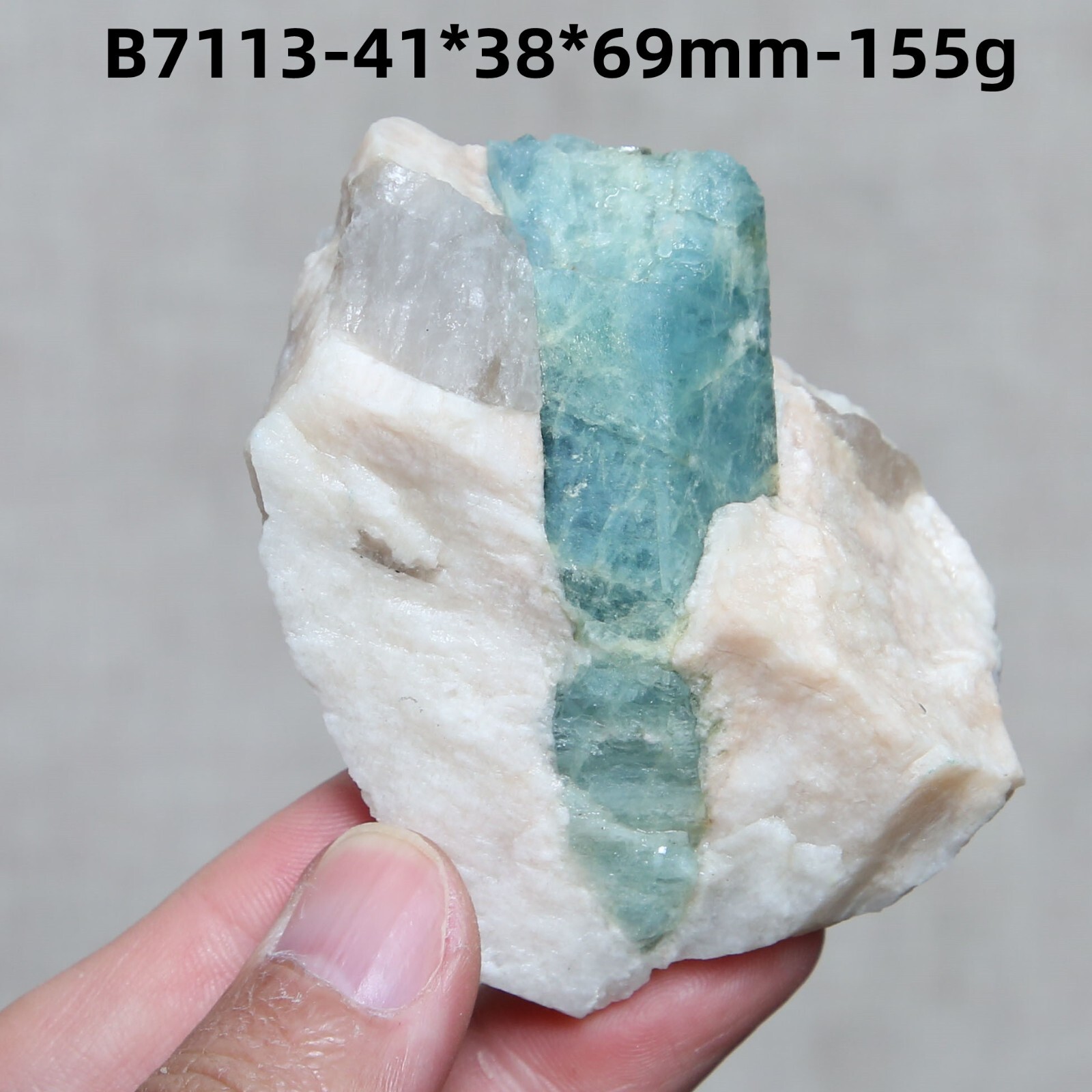 B7113 -155 Gram Beautiful Amazing AQUAMARINE Crystal Specimen From ( Brazil )