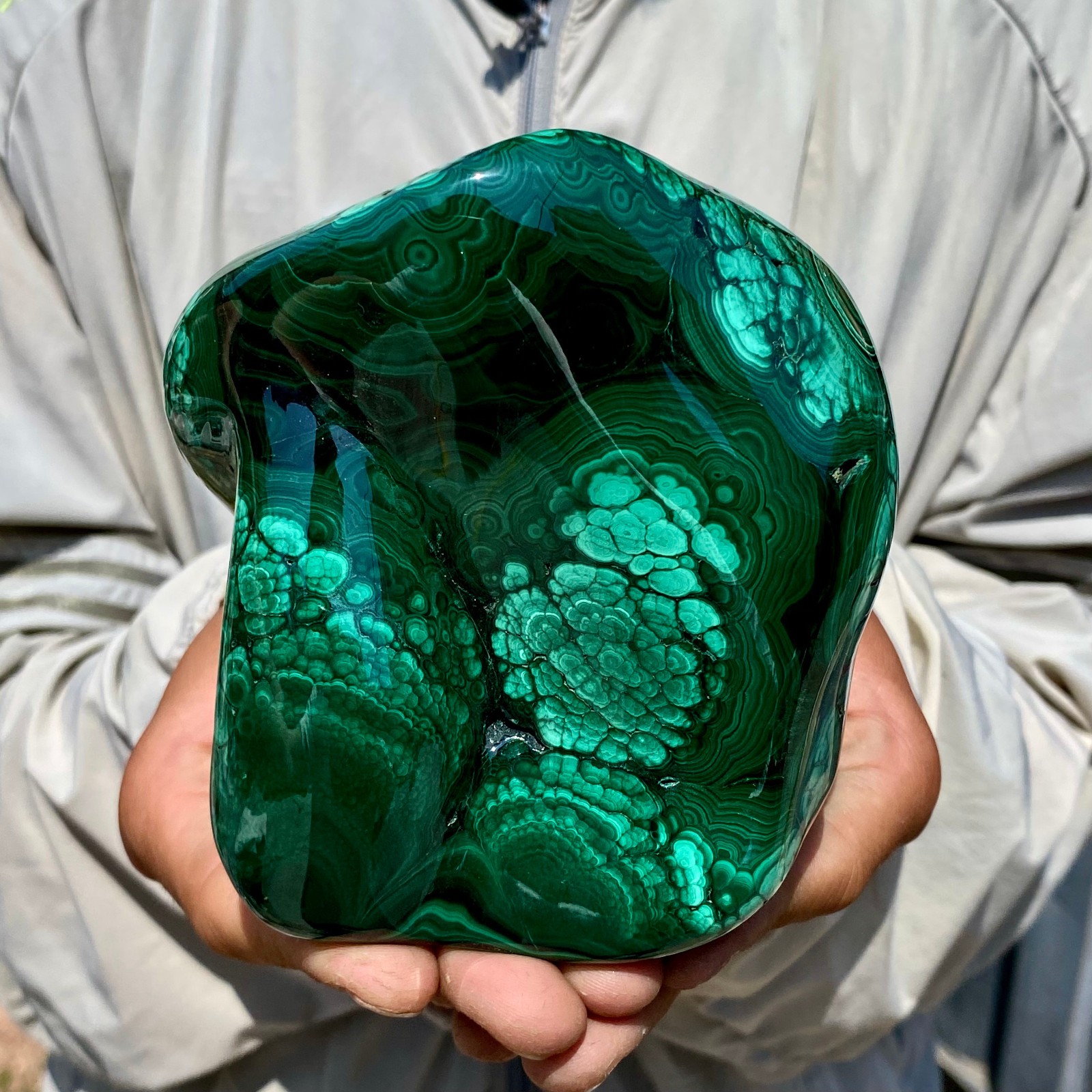2.4LB Natural glossy Malachite transparent cluster rough mineral sample