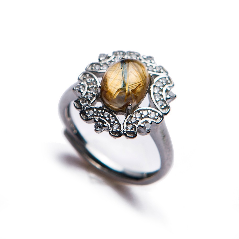 Genuine Natural Gold Rutilated Quartz Crystal Adjustable Adult Collectible