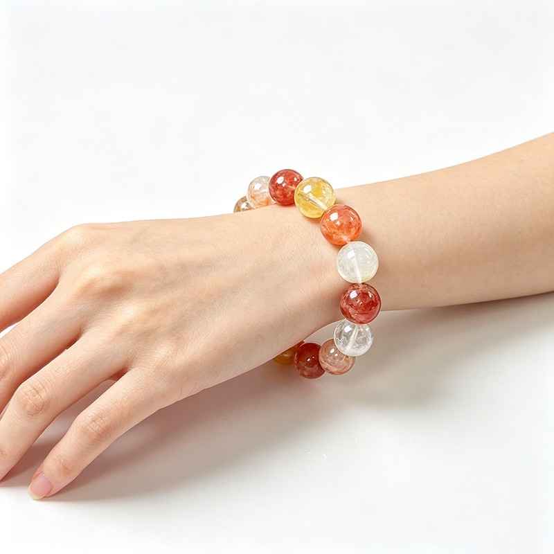Natural Fire Quartz Bracelet Beaded Bracelet Healing Crystal Fashion Jewelry