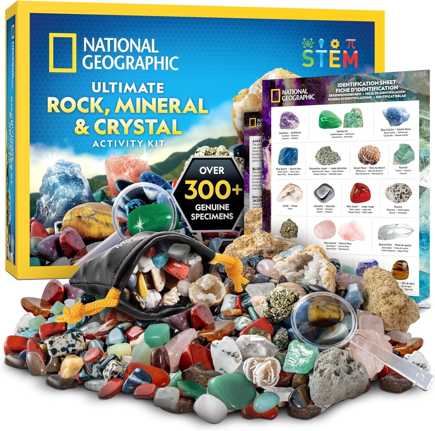 Geology Gift Set for Kids with Over 300 Rock, Mineral, and Crystal Specimens