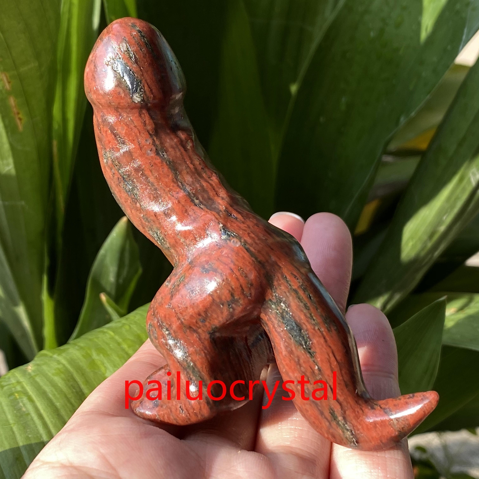 1pc Natural Sesame red Male Penis Quartz Crystal Skull Carved Figurines 3.8″