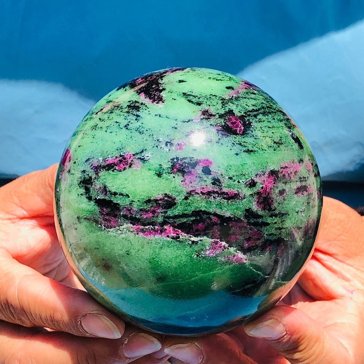 2 pieces 5.14LB Natural Red and Green Treasure Ball Quartz Crystal Specimen 5169