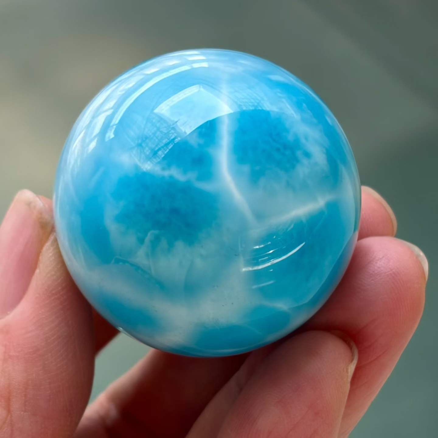 36mm Natural Larimar Gemstone sphere quartz polished ball Reiki energy