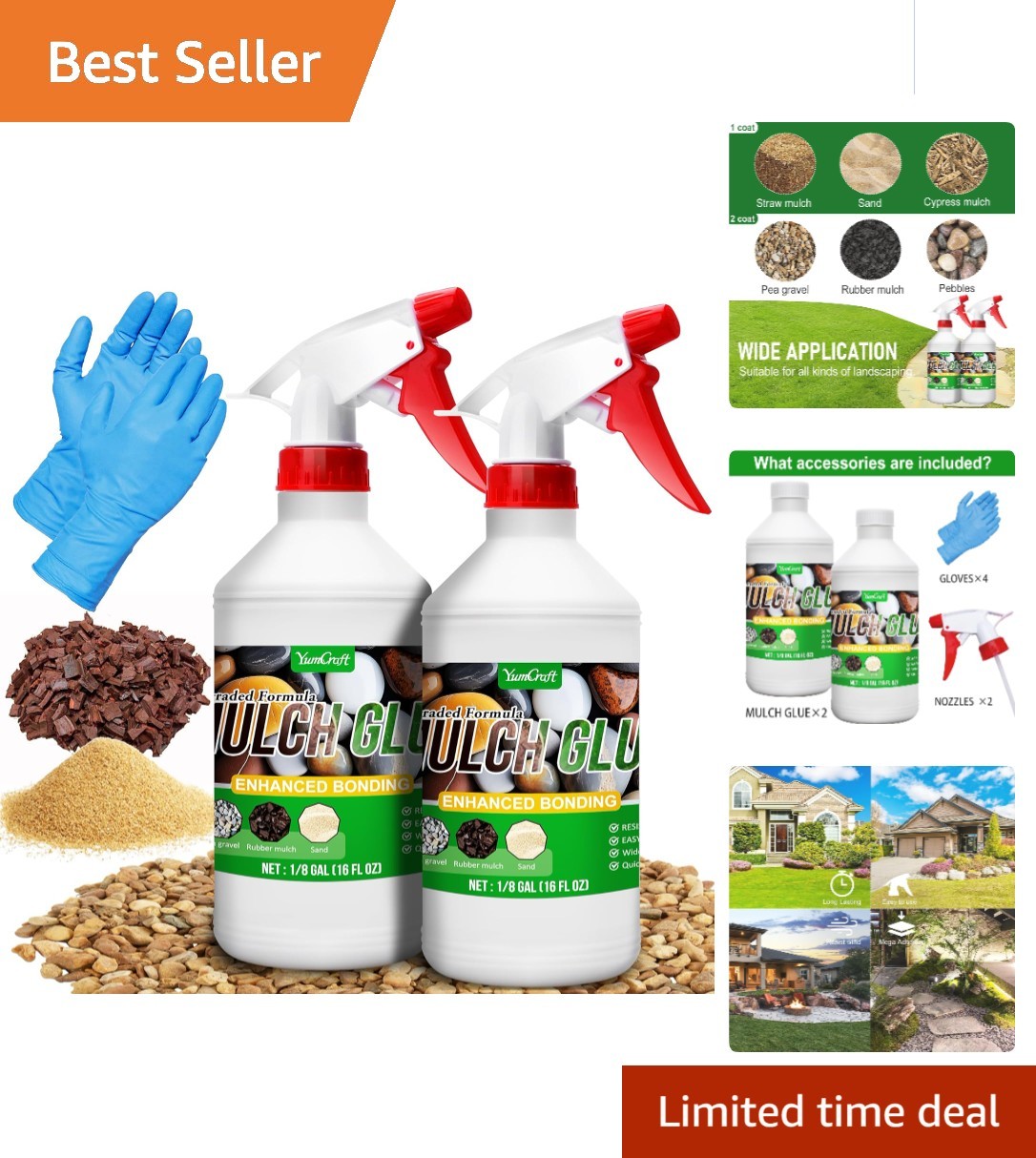 32oz Mulch Glue – Strong, Safe & Water-Resistant Landscaping Bond