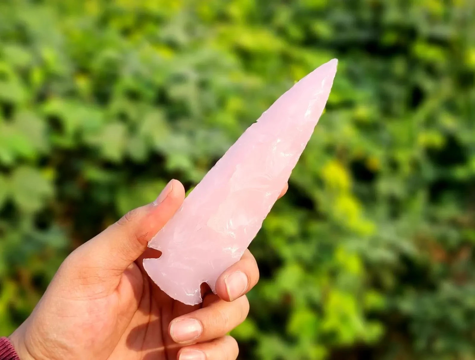 Rose Quartz Glass Arrowhead 1-6″ Handmade Crystal Point Pink Quartz Decor