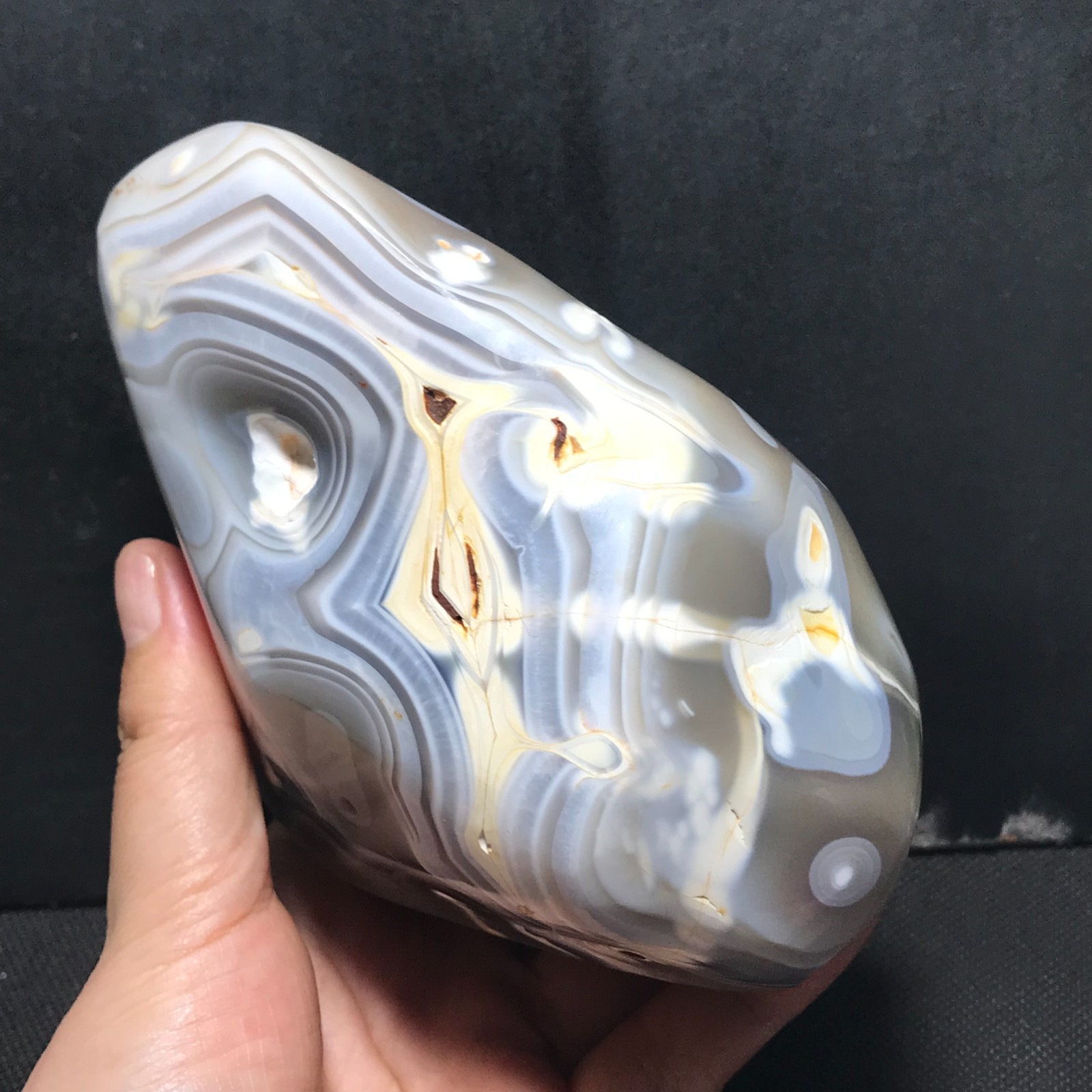 1116g Natural Botswana Agate Black White Scenic Pattern Display Specimen 03