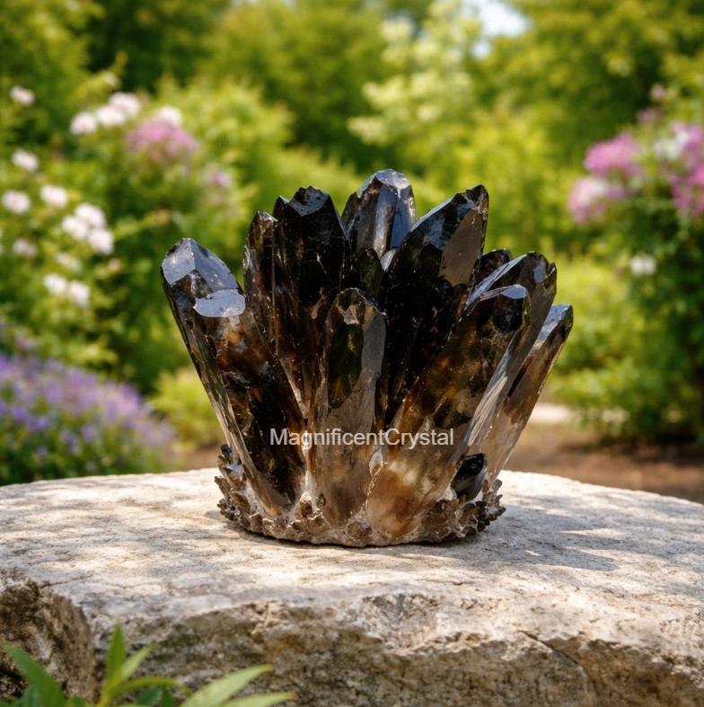 Large Rare Smoky Quartz Cluster Healing Crystal Geode Energy Stone Home Decor