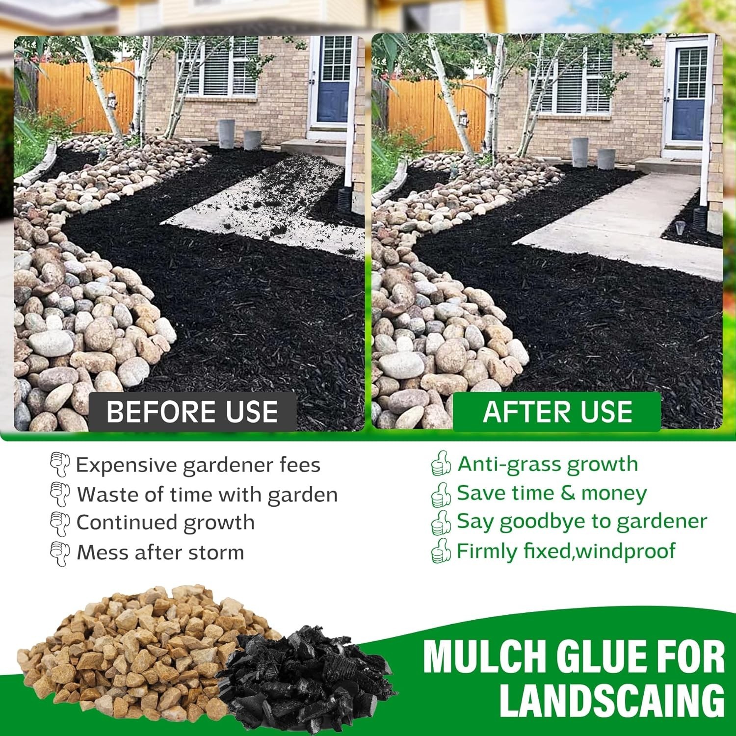 Strong 32oz Gravel Glue – Ready-to-Use Mulch Lock for Gardens & Landscapes