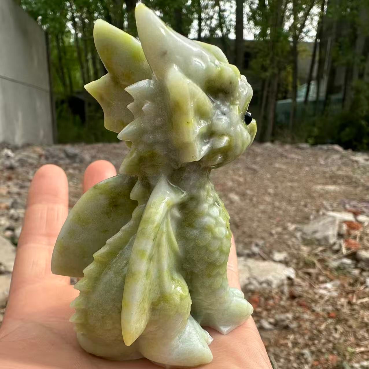 1pc Natural Lantian jade Quartz Carved Little Dragon Crystal Reiki Healing Decor