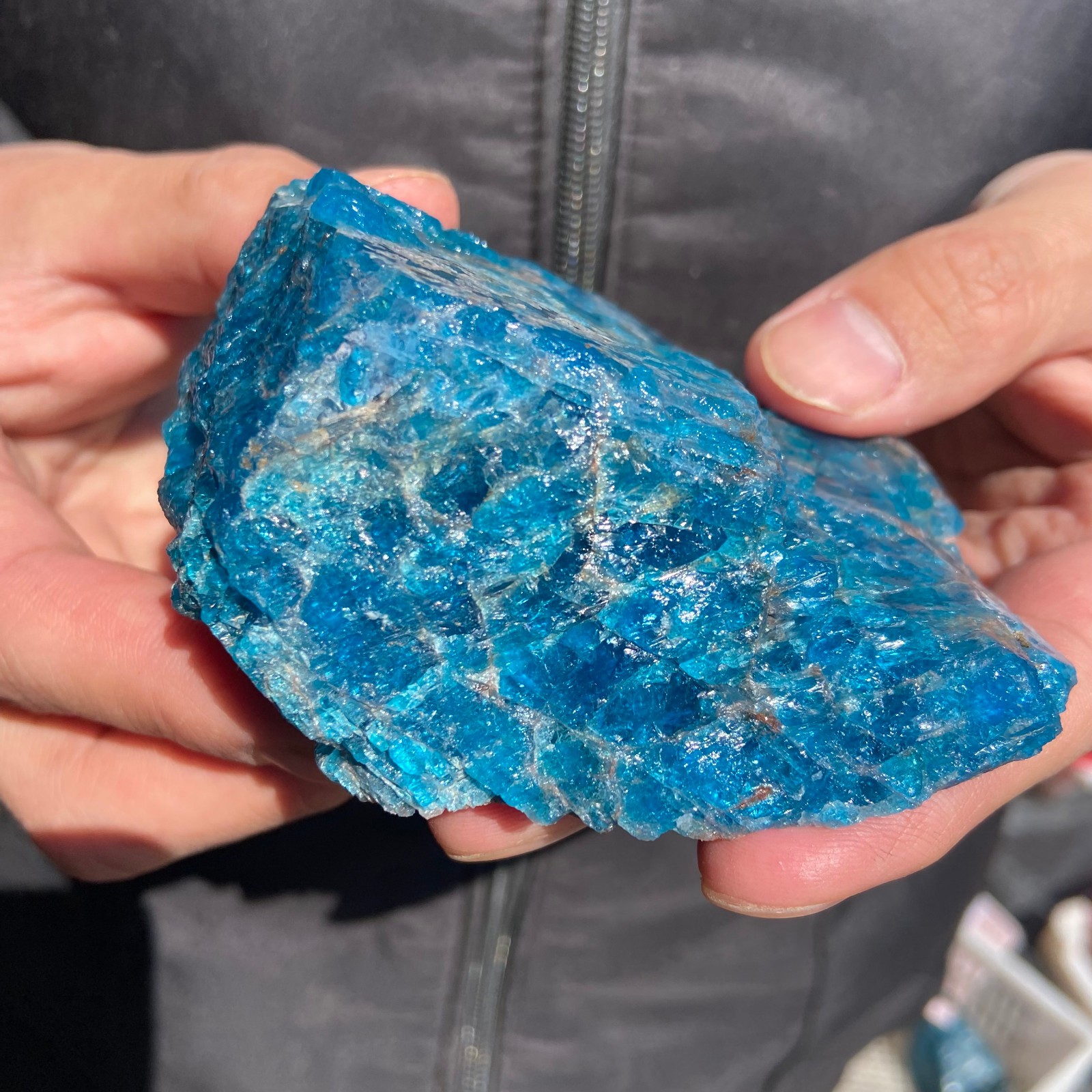 1.1lb Natural Blue Apatite Quartz Rough Rock Mineral Specimen Healing