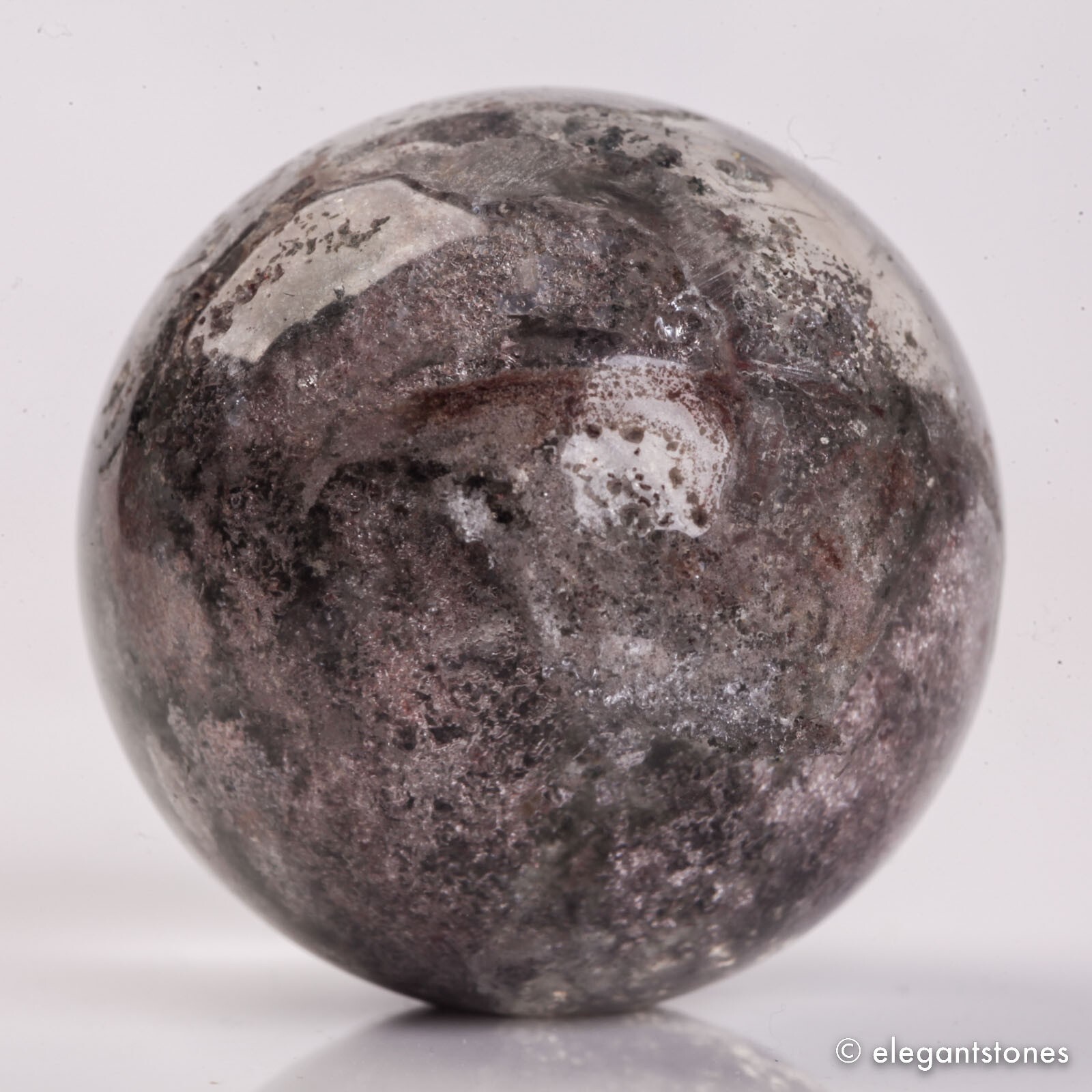 54g34mm Natural Garden/Phantom/Ghost/Lodolite Quartz Crystal Sphere Healing Ball