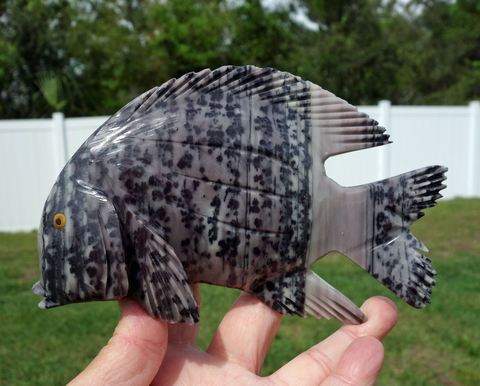 Jasper & Dolomite Calcite Crystal FISH Carving TOTEM FETISH For the Fish Lover