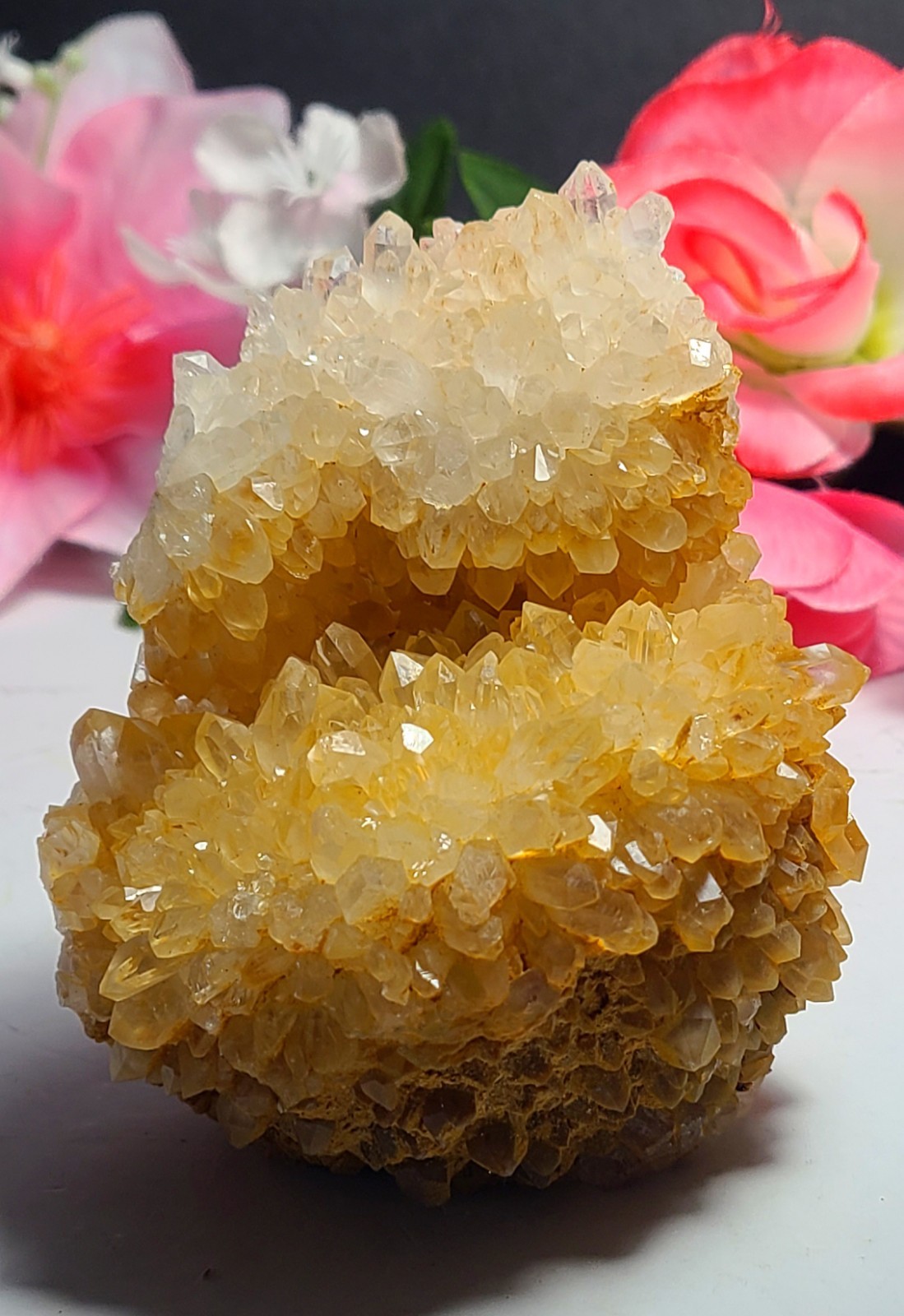 3.7″ 361g Pretty A+ Golden Healer Flower Quartz Crystal Stone Cluster Specimen