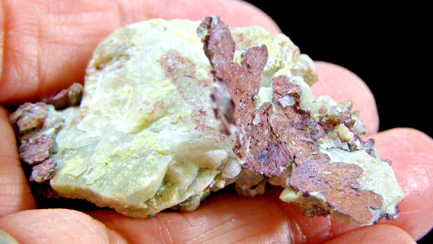 RARE NATIVE COPPER on CALCITE – MOROCCO – 4.3 x 2.5 x 2.1 cms 15.16 gms #5