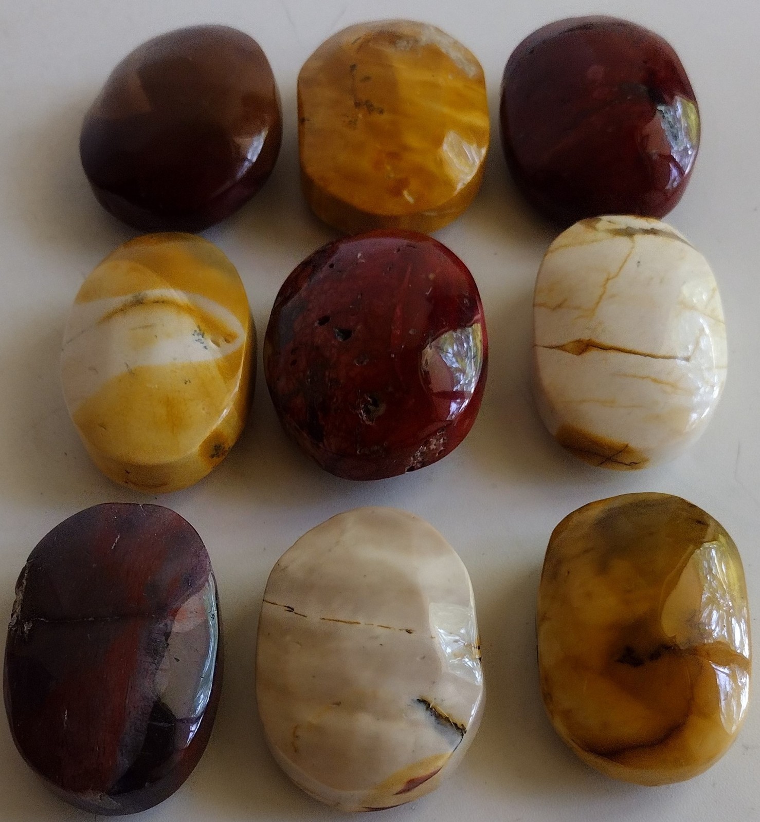 9 Large Mookaite Jasper Palm Stone Polished Crystal Lot 782g Australian Jasper