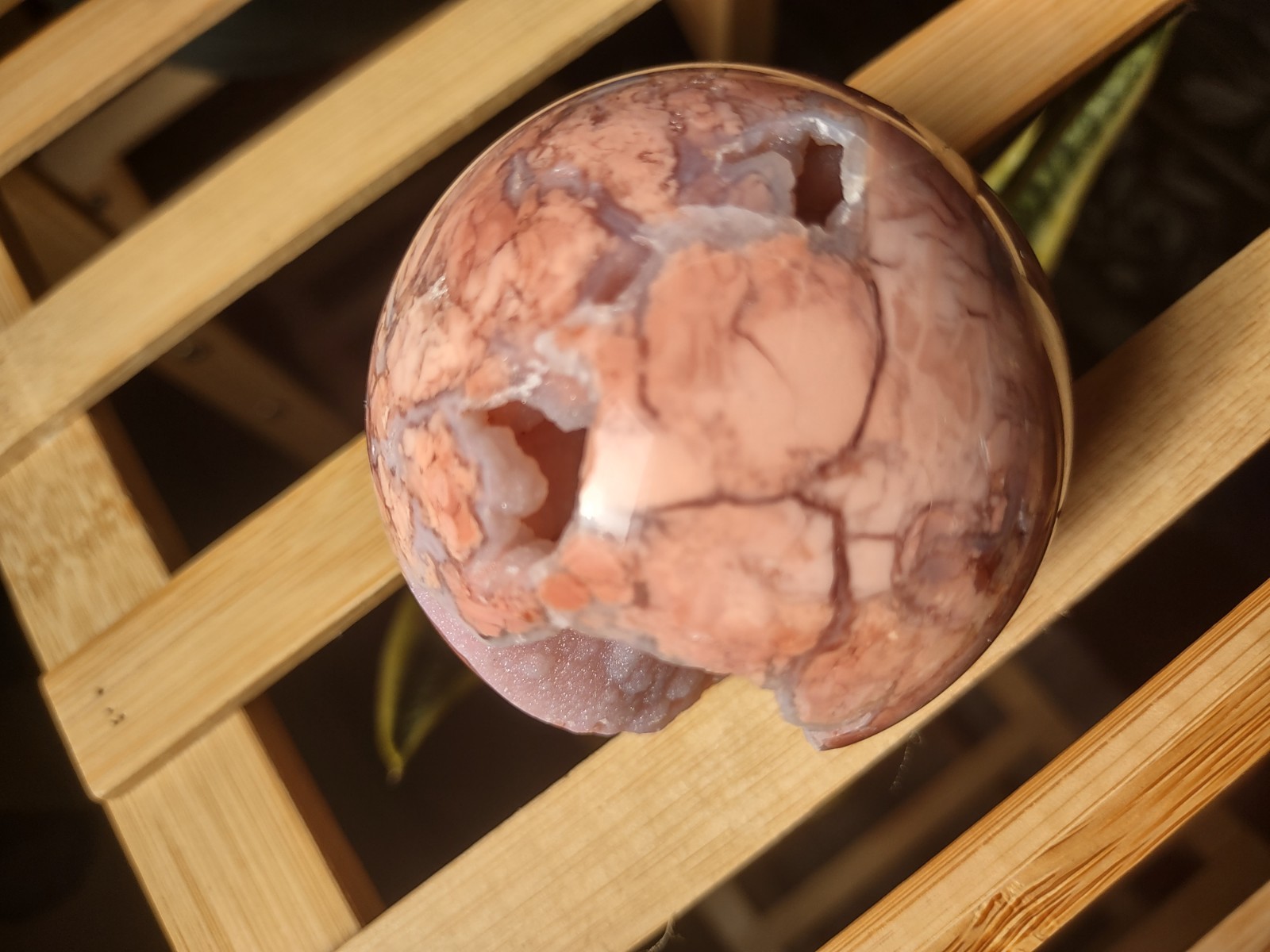 Natural Druzy Pink Agate Geode Sphere Crystal Ball Healing 64 mm 302 Grams