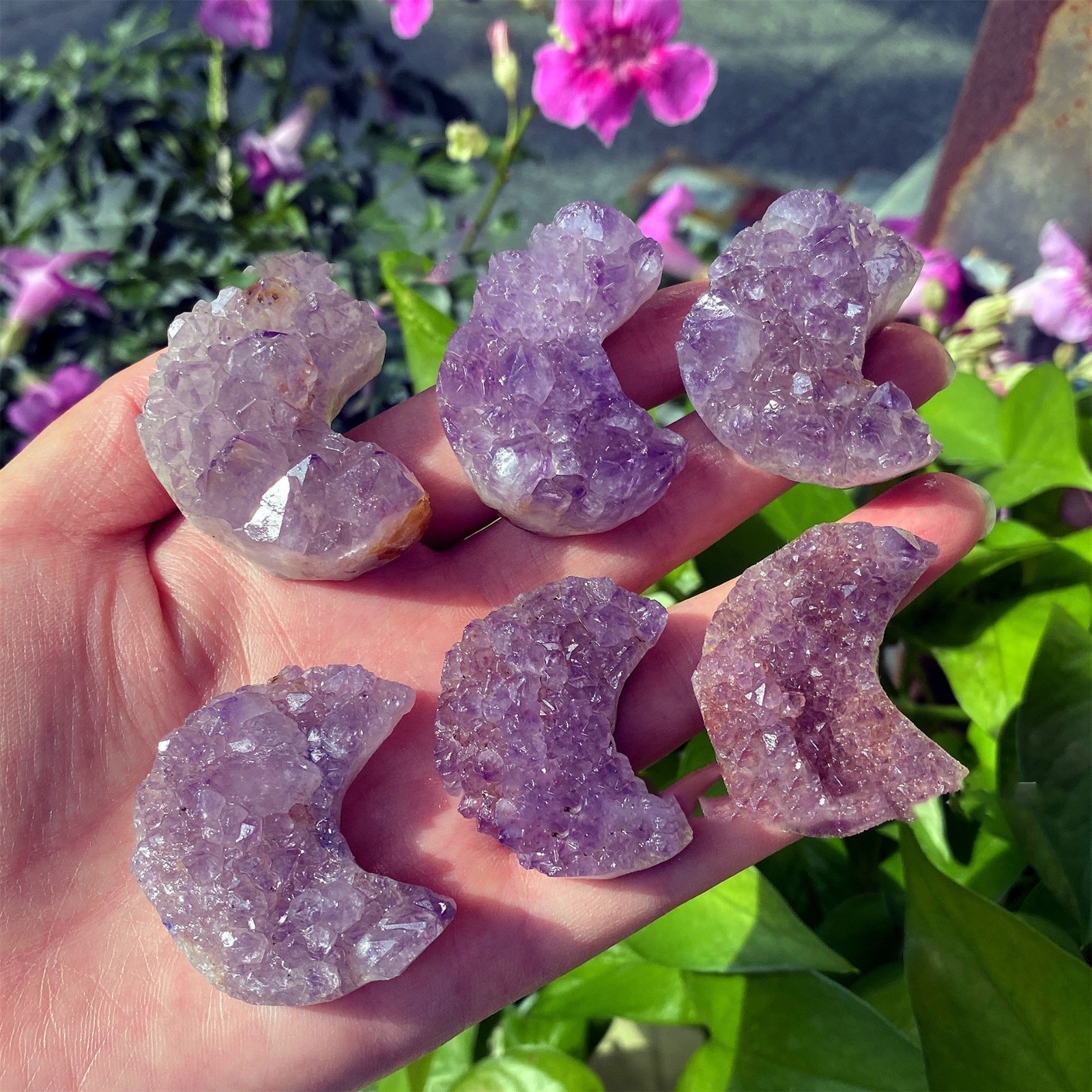 Amethyst Crystal Moons Crystal Cluster Mineral Specimen February Birthstone Gift