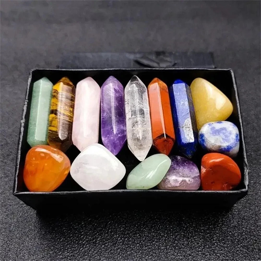 14pcs Chakra Healing Crystals Set Pointed Quartz Stones Meditation Home Decor