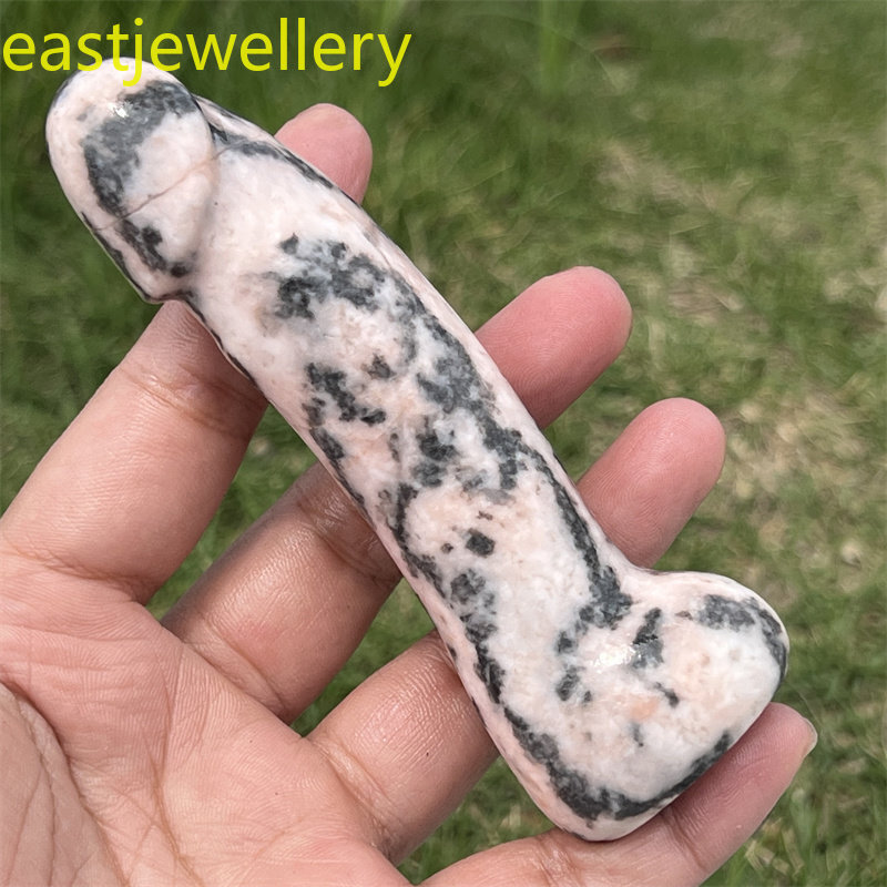 4.2″ Natural Pink Zebra Male Penis skull quartz crystal skull Figurines gem 1pc