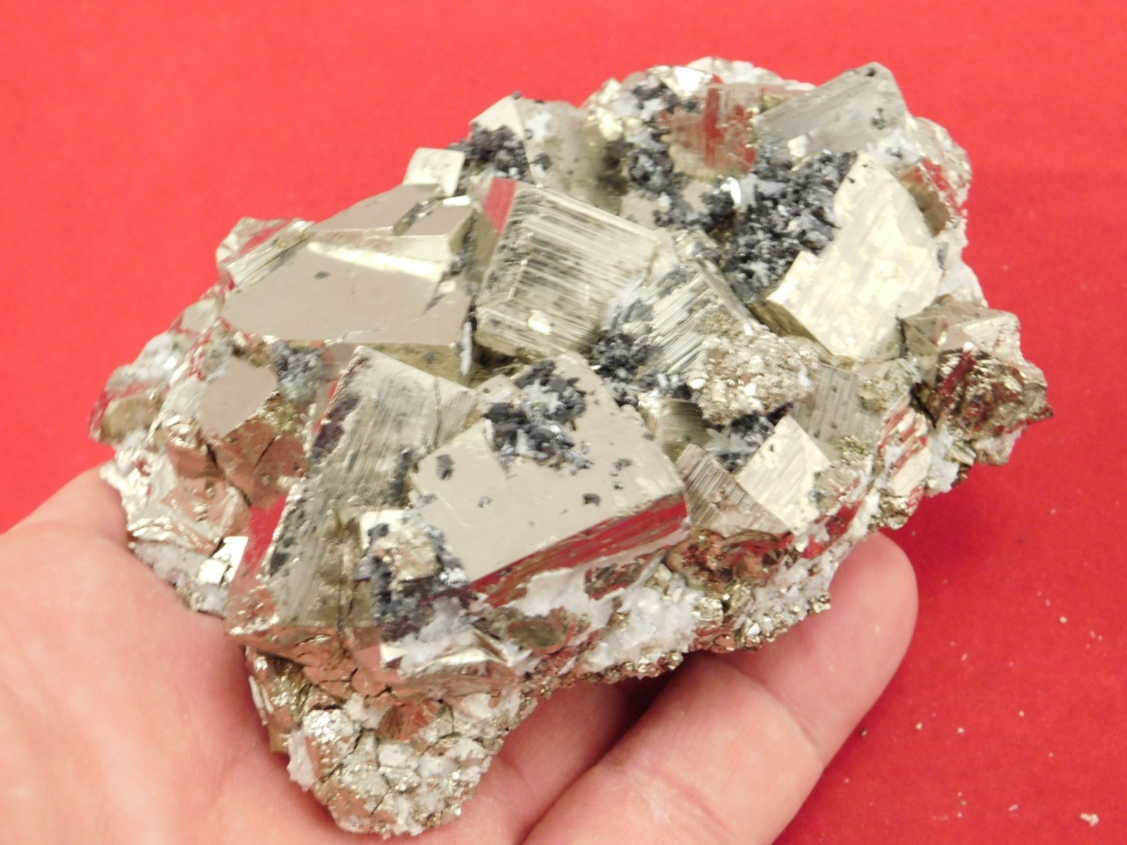 Big! PYRITE Crystal CUBE Cluster with Sphalerite Peru 468gr