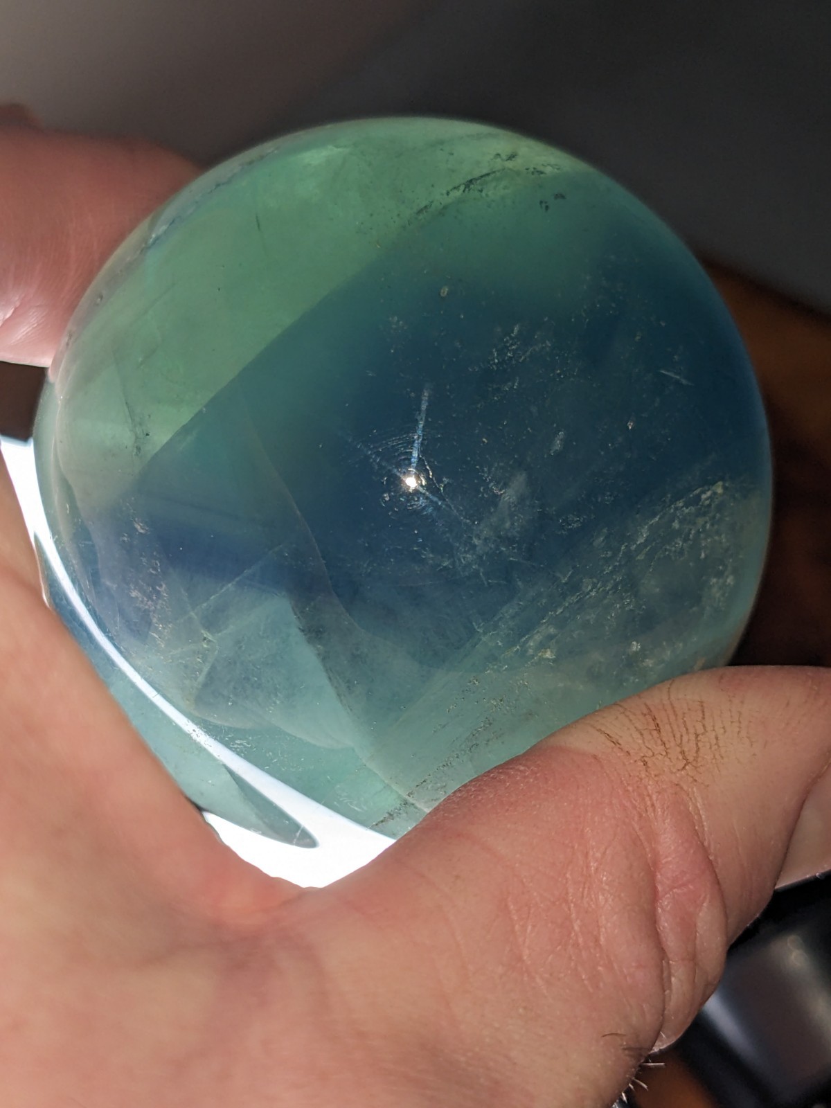 2.25″ Green And Blue Fluorite Sphere With Stand Free Shipping