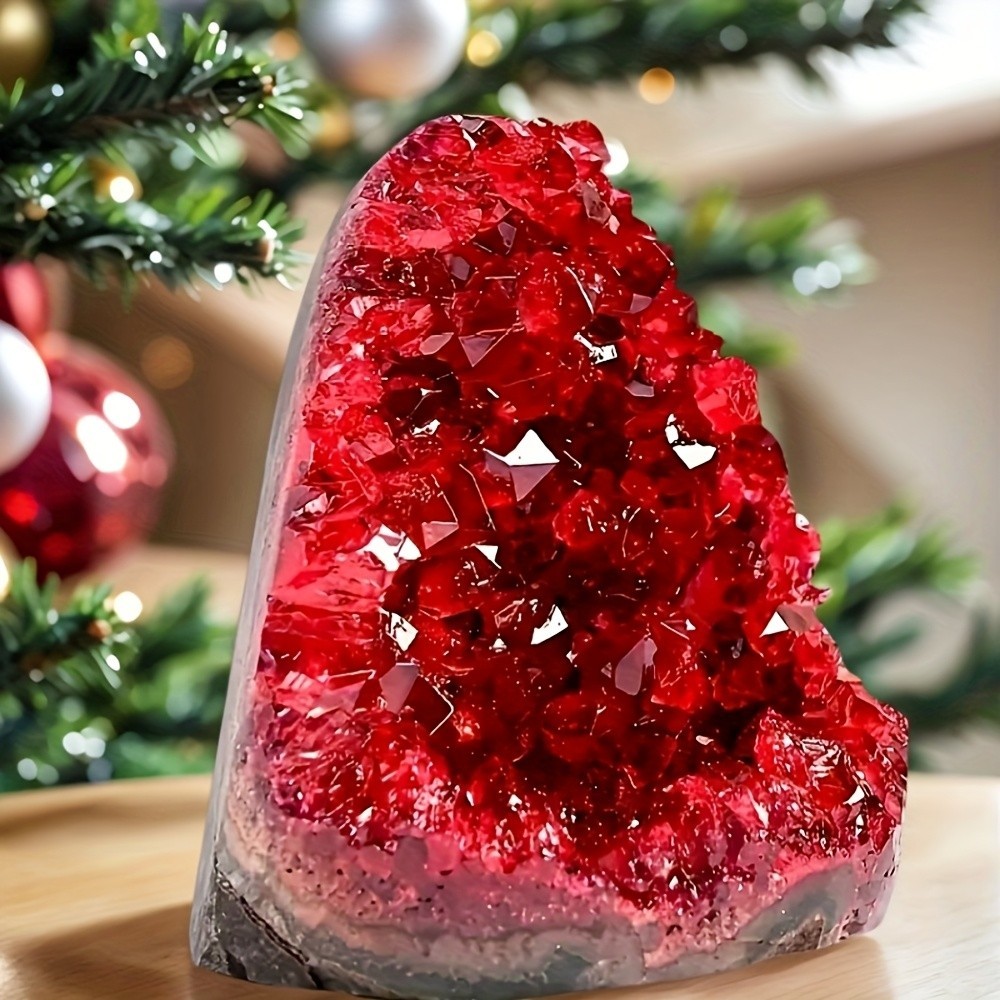 200-300G Red Crystal Quartz Decor Cluster Feng Shui Office Collection Gift