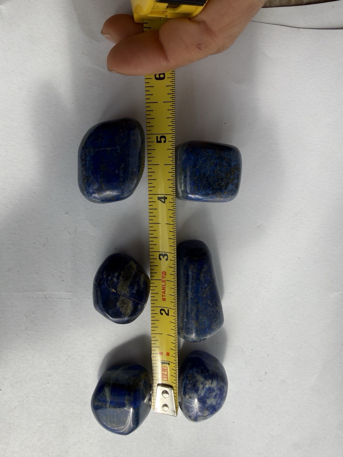 Natural Lapis Lazuli Tumbled Stones Lot 6 Pcs Polished Crystals Pyrite 192g