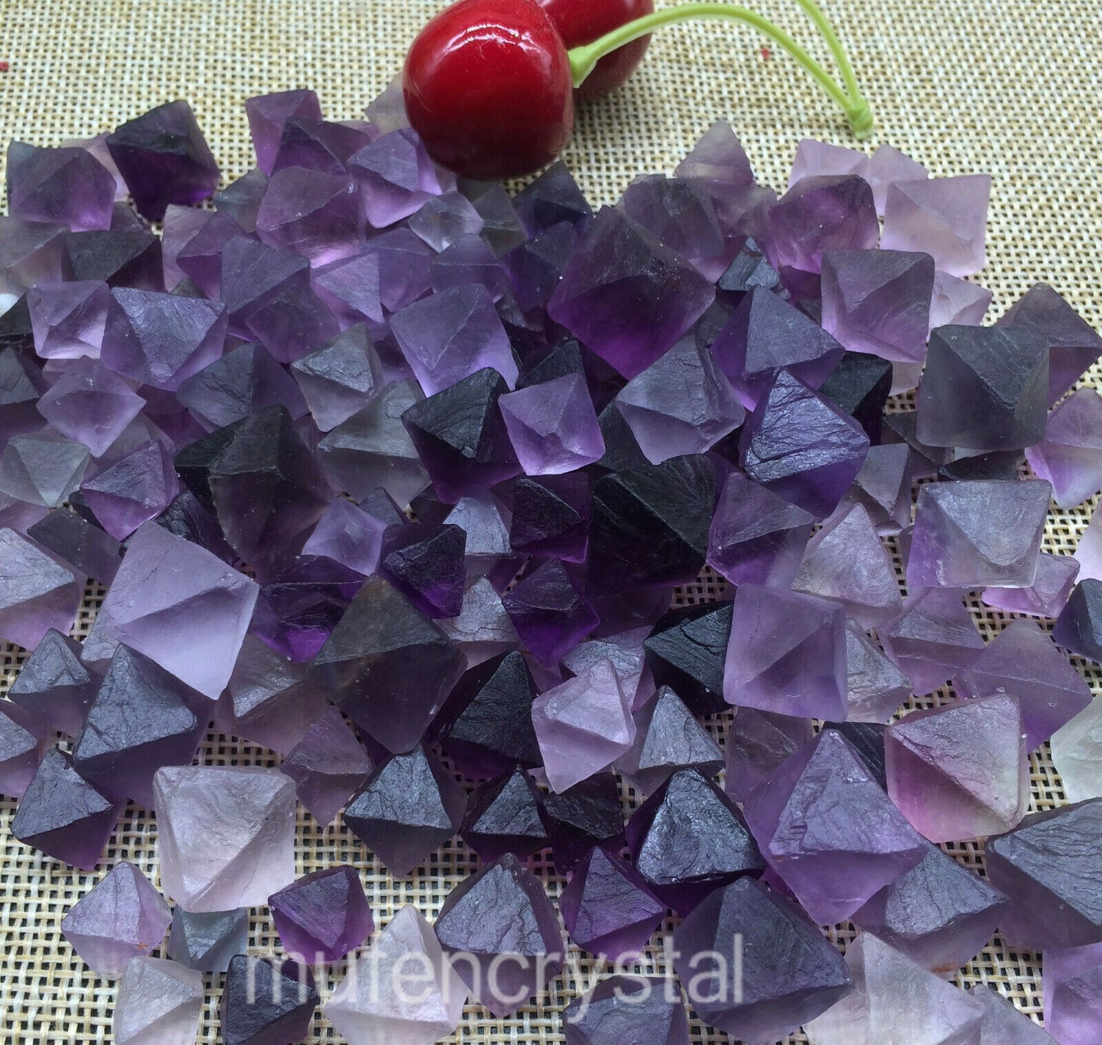 2.2lb Natural Purple Fluorite Octahedron Quartz Crystal Point Healing Gift