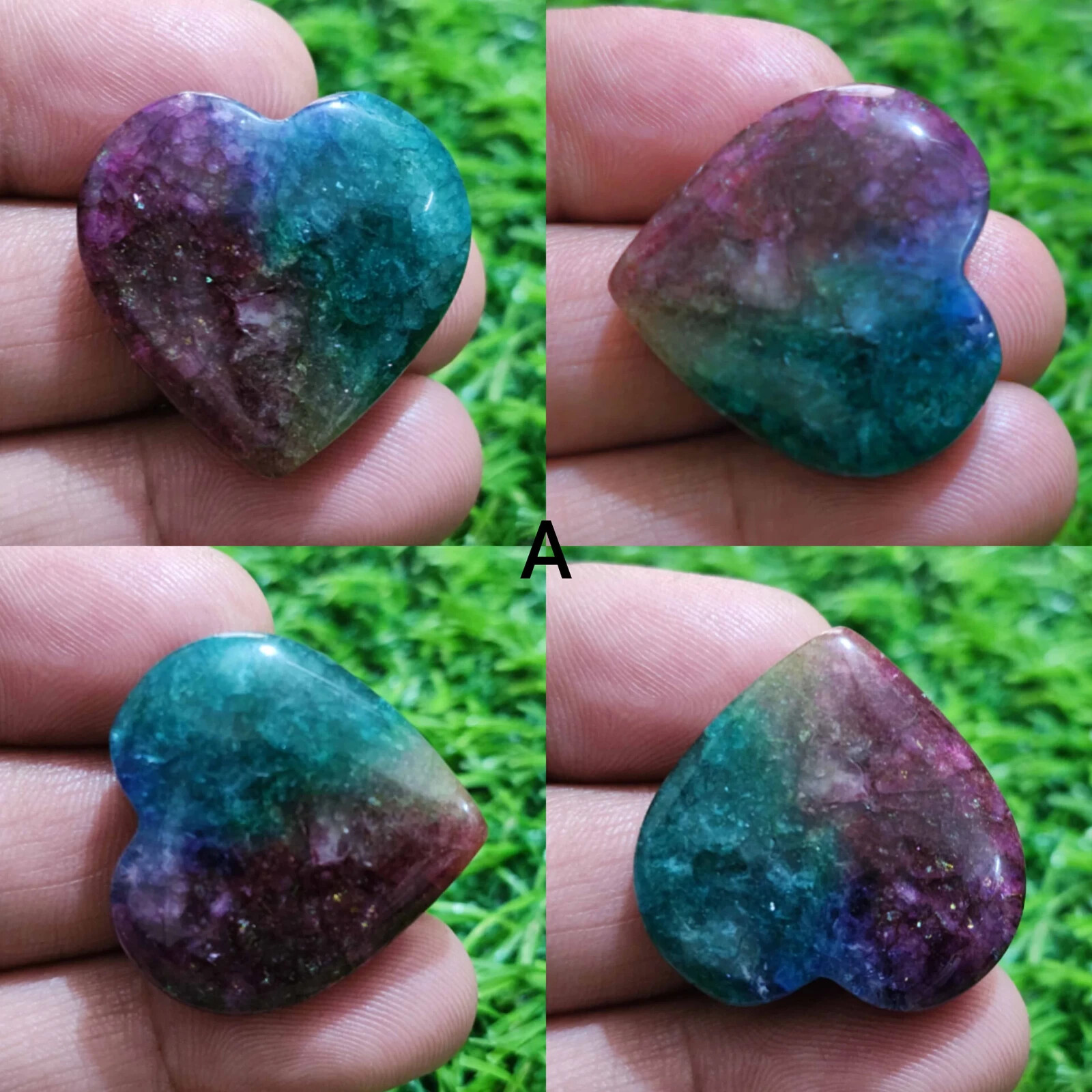Top Rainbow Solar Quartz Heart Shape Cabochon Loose Gemstone For Making Jewelry