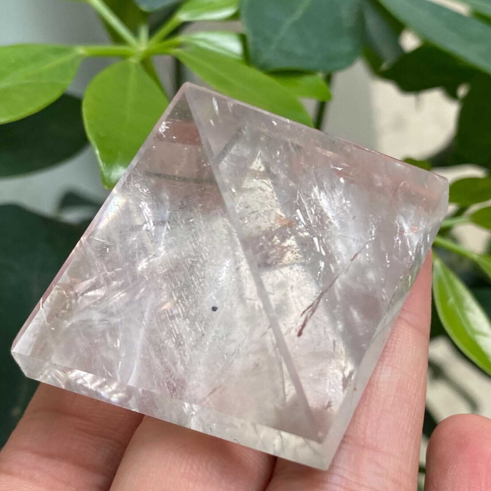1PC Natural clear crystal Quartz Pyramid Carved Crystal Point Reiki healing 40mm