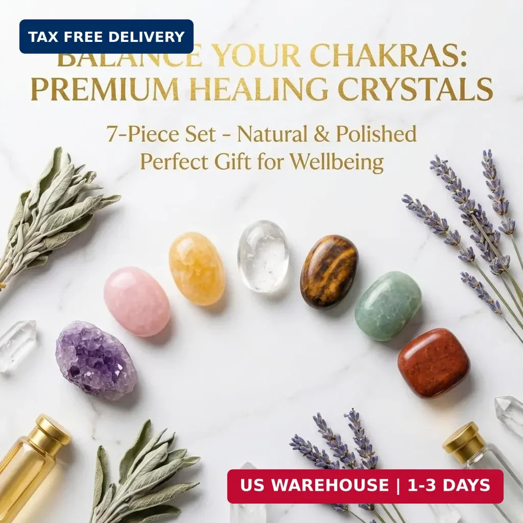 7 Chakra Crystal Stones Set – Healing Tumbled Gemstones for Meditation, Reiki &