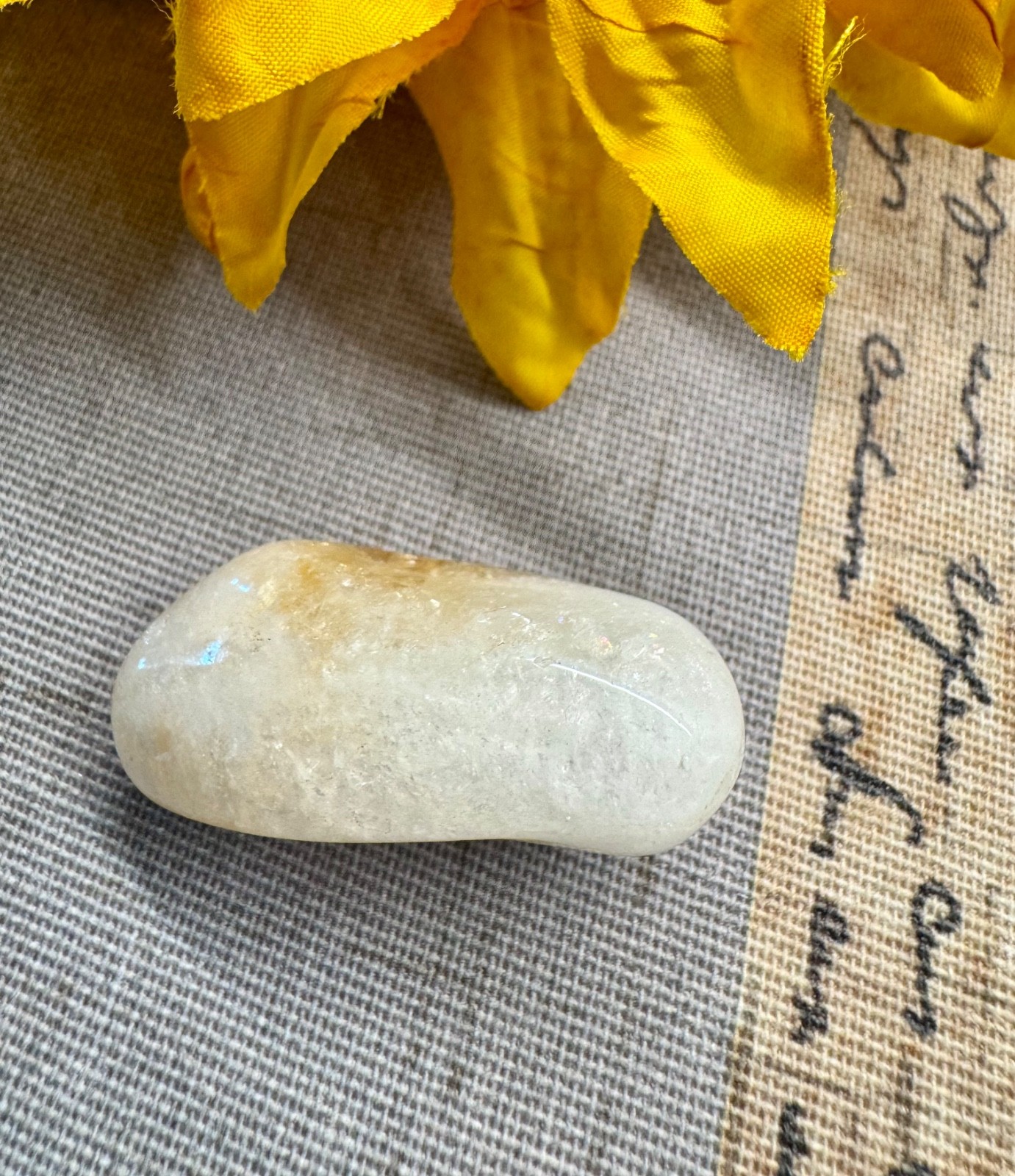 New Tumbled Natural Brazilian Yellow Citrine Crystal Point Pocket Stone