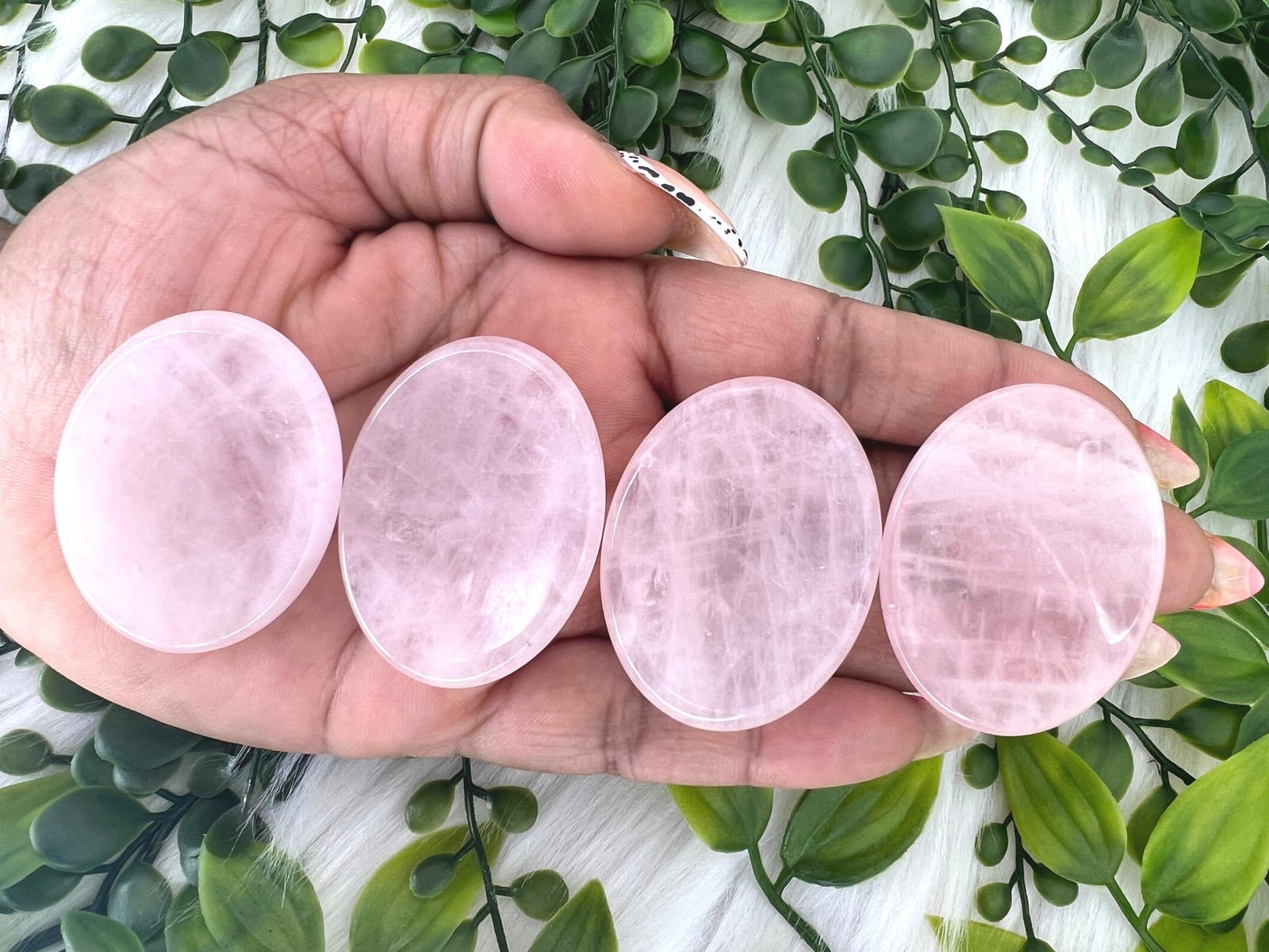 Rose Quartz Oval Shaped Worry Stone – 1.75″ Rose Quartz Worry Stone – 45MM Rose